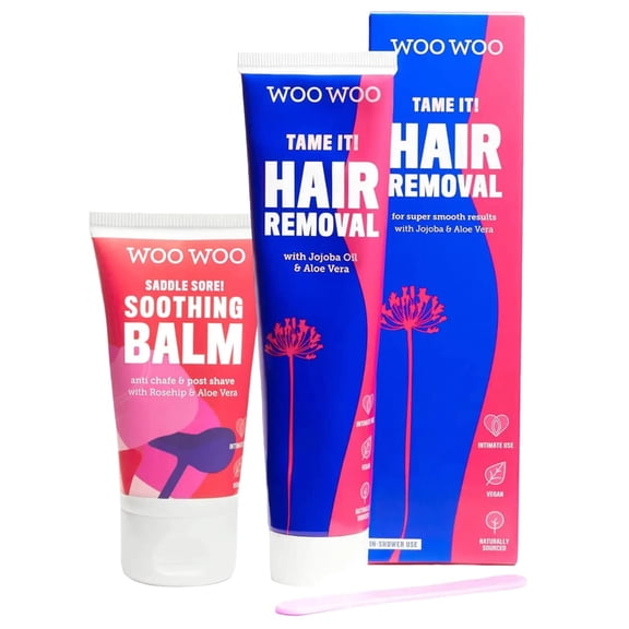 WooWoo - Natural Tame It! Hair Removal Dolphin Smooth Bundle With Soothing Cream | Clean + Vegan Intimate Skin Care (2 Piece Bundle)