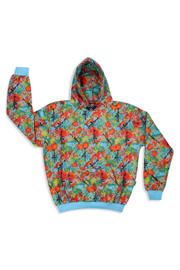 Woobie Hoodie Cold Weather Pullover – Lightweight, Warm, and Durable Tactical Hoodie, Size S, Tropical Machine Gun