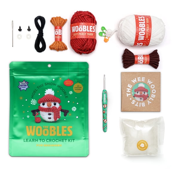 The Woobles Beginner Crochet Amigurumi Kit – Noel the Snow Wooble, Walmart Exclusive Character, Learn to Crochet Christmas Craft Kit for Adults and Kids