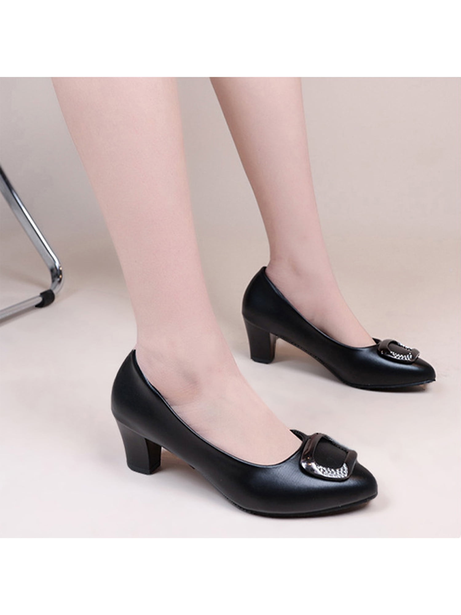 Women's Kitten Heels Pointed Closed Toe Pumps Wedding Office Work  Comfortable Low Heel Dress Shoes for Women with Cushioned Inner Sole Black  5.5 - Walmart.com