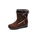 thumbnail image 1 of Woobling Ladies Winter Boot Wedge Casual Booties Mid Calf Warm Snow Boots Work Shoes Breathable Ankle Bootie Plush Lined Slip Resistant Light Brown 5, 1 of 6