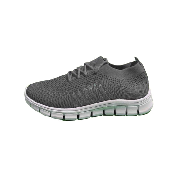 Woobling Lady Casual Lace Up Flats Walking Solid Color Sneakers Daily Comfortable Round Toe Flats Dark Gray 7