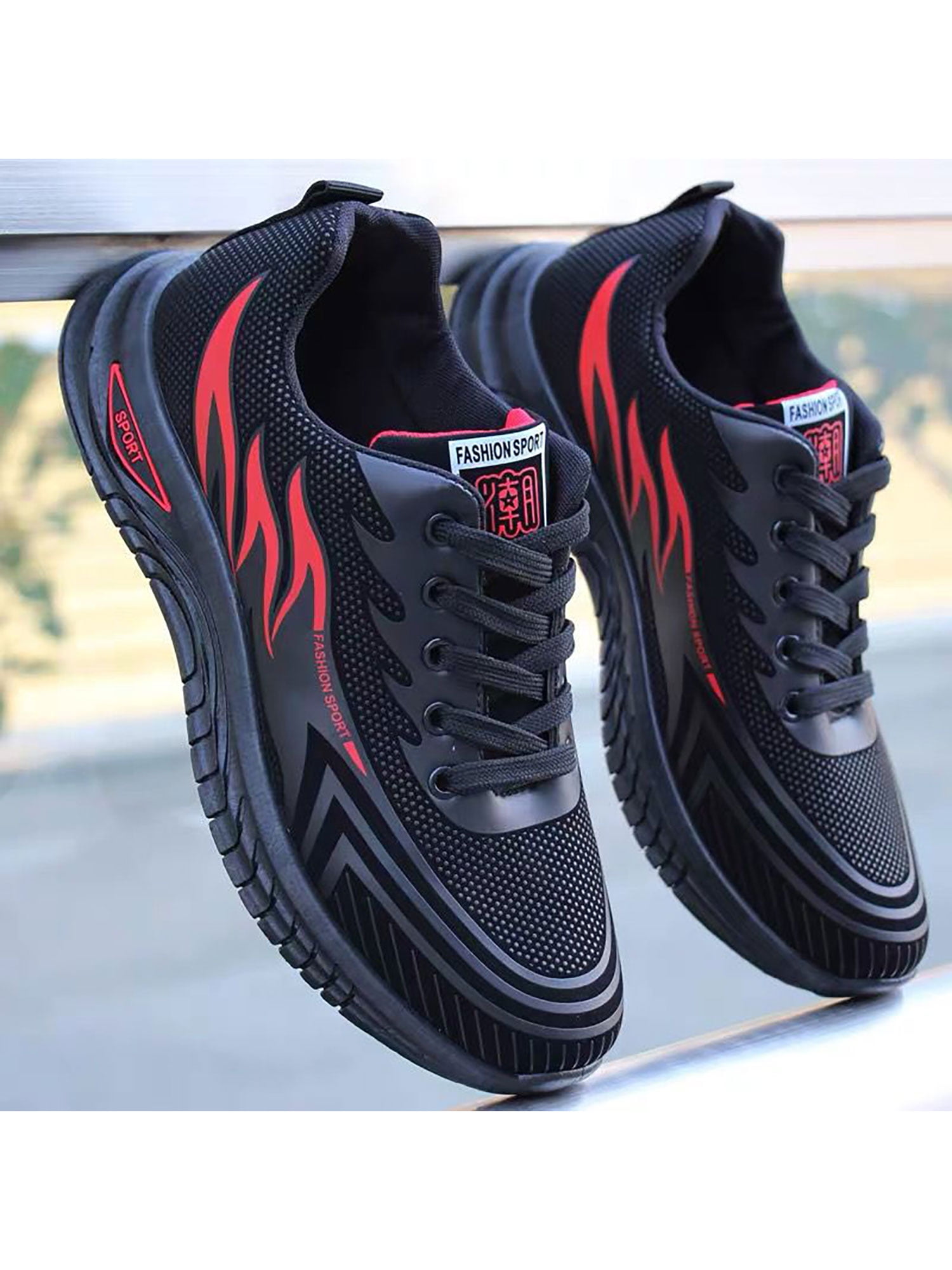 Woobling Men Trainers Sport Running Shoe Knit Upper Sneakers Mens Athletic Shoes Comfort Fitness