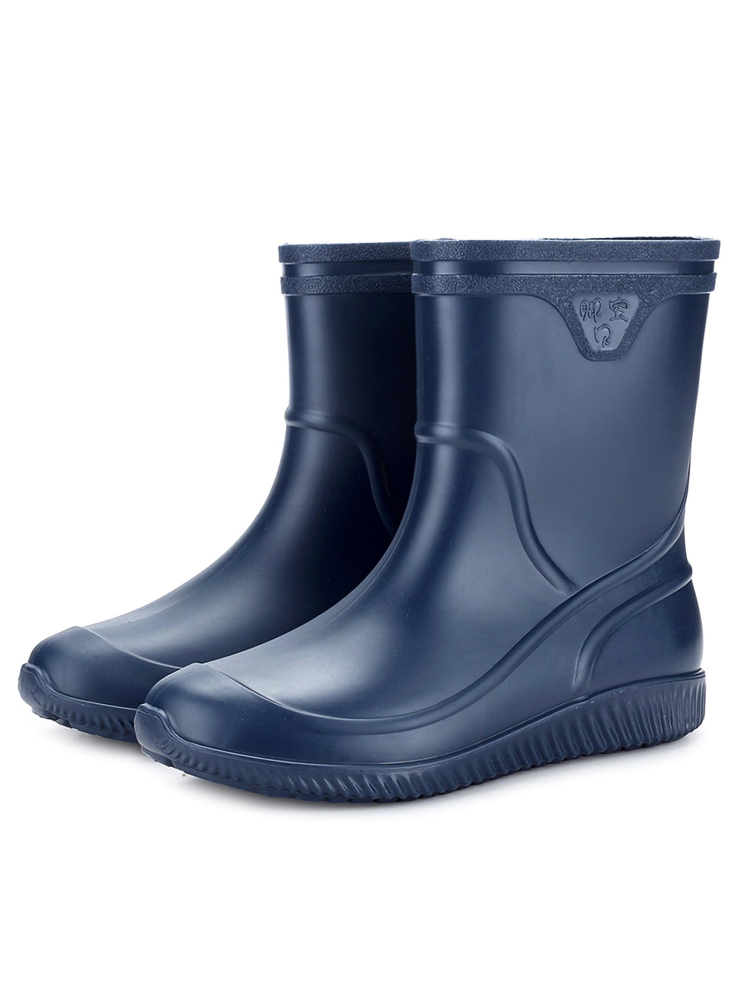 Woobling Mens Garden Shoes Slip Resistant Rubber Boot Wide Calf Rain Boots Men s Rainboot Casual Waterproof Lightweight Comfortable Mid Blue Blue Background 8.5 Walmart