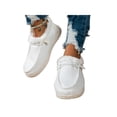 thumbnail image 1 of Woobling Shoes for Women Extra Wide Width Comfort Canvas Sneakers Walking Driving Non Slip On Boat Loafers Size 9 White (plush lined)  7.5, 1 of 8