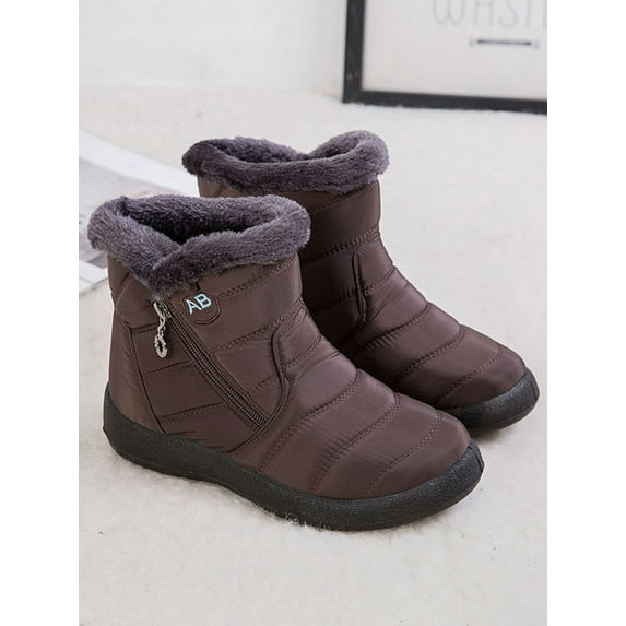 Woobling Waterproof Winter Women Shoes Snow Boots Fur-lined Slip On Warm Ankle Size US