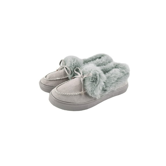 Woobling Women Boots Bowknot Winter Warm Flat Boots Casual Platform Ankle Booties Anti-Slip Plush Moccasins Snow Boots