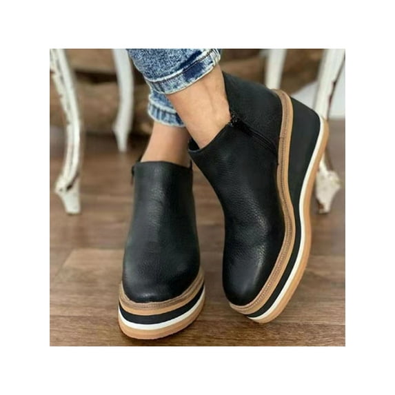 Woobling Women Comfy Slip-On Platform Shoes Women Platform Slip On Loafers Comfort Wedge Shoes