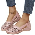 thumbnail image 1 of Woobling Women Flat Shoes Slip on Round Toe Breathable Wide Width Comfy Loafer Light Pink Size 5.5, 1 of 5