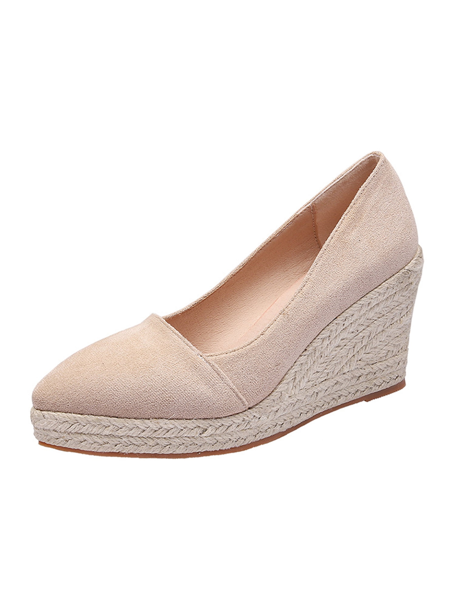 Woobling Women Wedge Pumps Shoes Comfort Dress Pump Pointed Toe Espadrilles Casual Wedges Work
