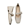 thumbnail image 1 of Woobling Women's Flats Square Toe Mary Jane Ankle Strap Dress Shoes Women Ballet Flat Anti-Slip Pumps Slip On Low Heel Beige 6.5, 1 of 8