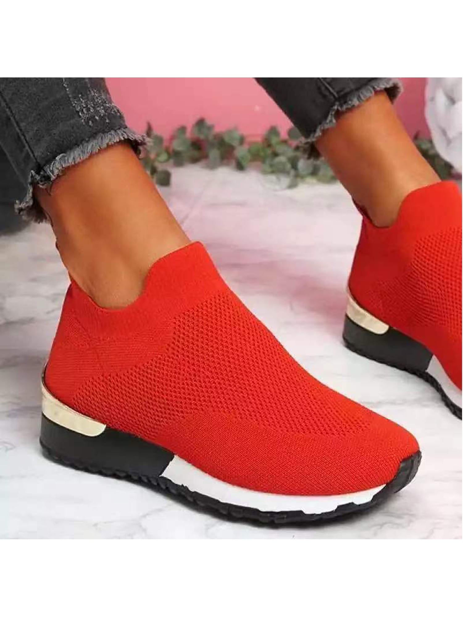 Womens Red Wedge Trainers Red Cindrella Bridal Sneaker Wedges