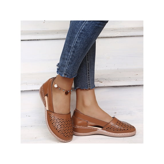 Woobling Women's Sandals Walking Shoes Summer Beach Hollow Non Slip Wide Width Shoes sIZE 4.5-9