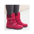 thumbnail image 1 of Woobling Women's Winter Warm Buckle Zipper Boots, Durable Outdoor Thermal Winter Warm Classic Retro Mid Calf Boot, 1 of 4