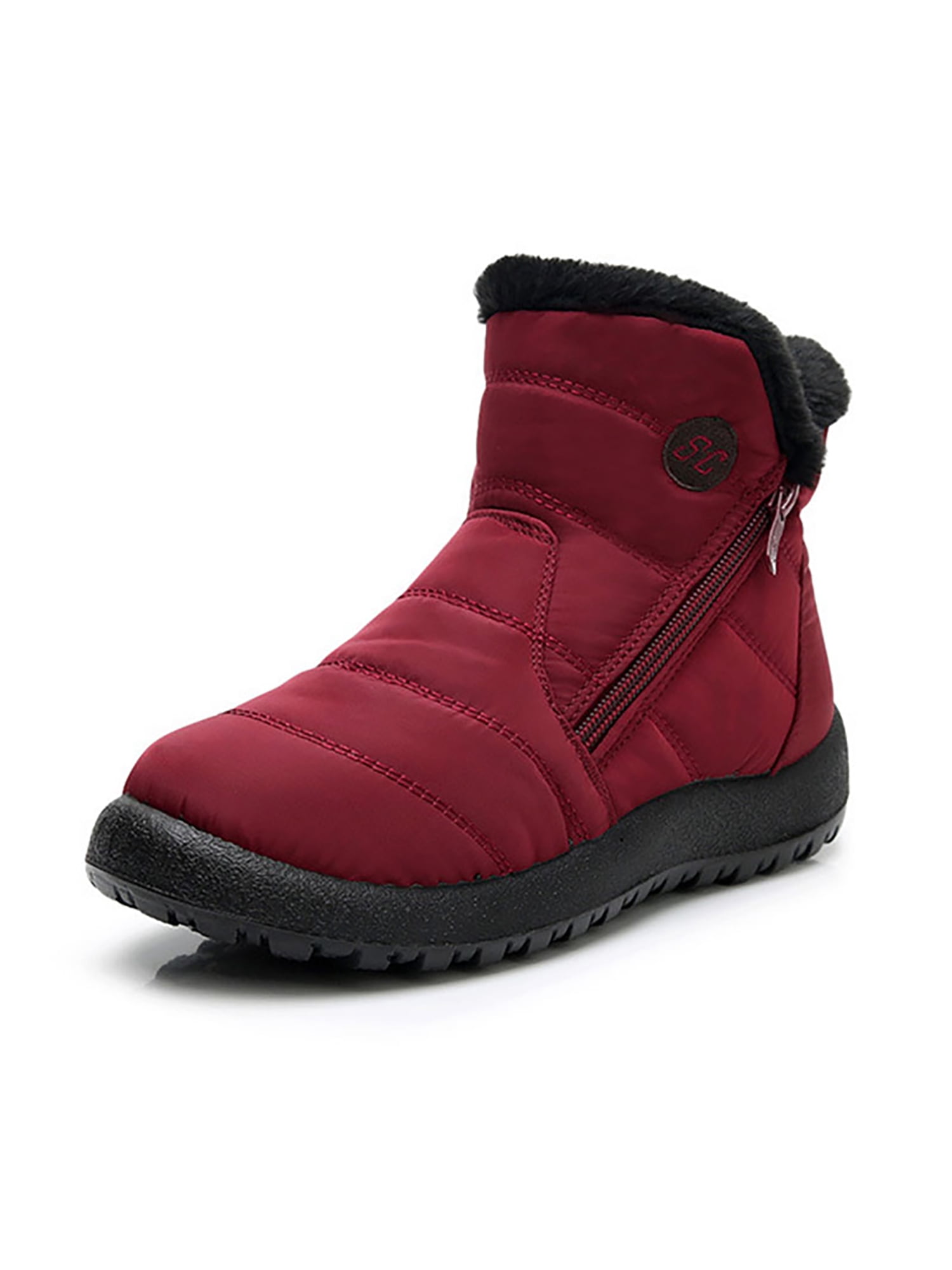 Woobling Womens Breathable Winter Warm Shoes Fuzzy Collar Ankle Booties Work Comfortable Plush Lining Snow Boots Blue US 6 Walmart