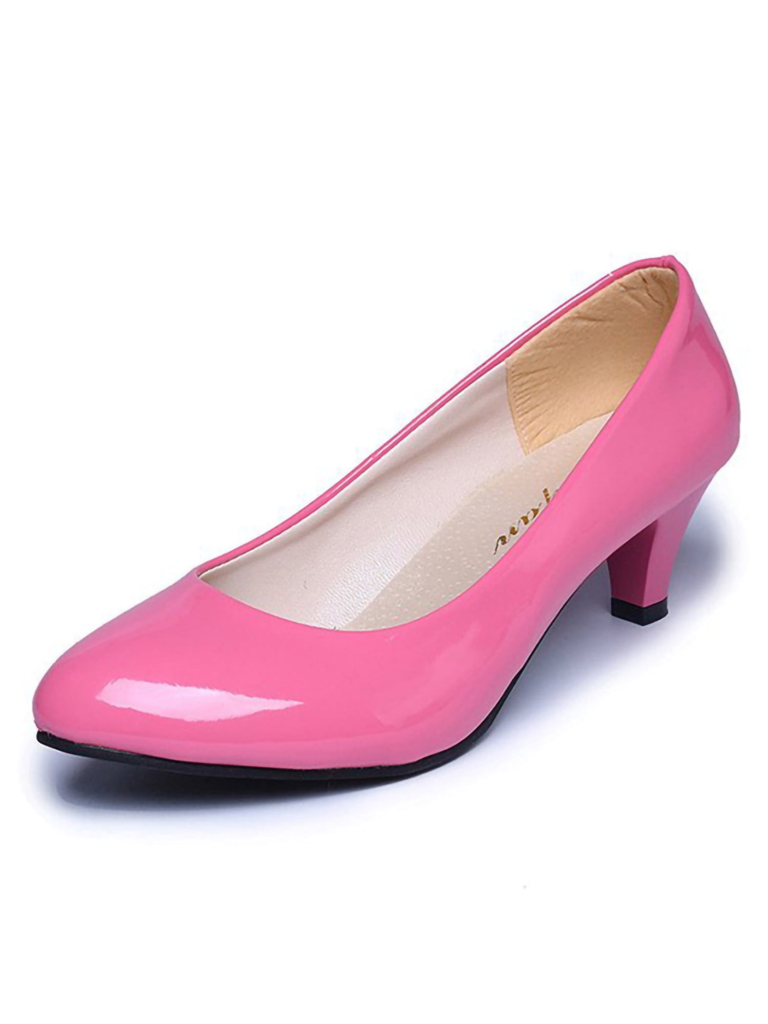 Woobling Womens Dress Pumps Shoes Pointed Toe Kitten Heel Slip On