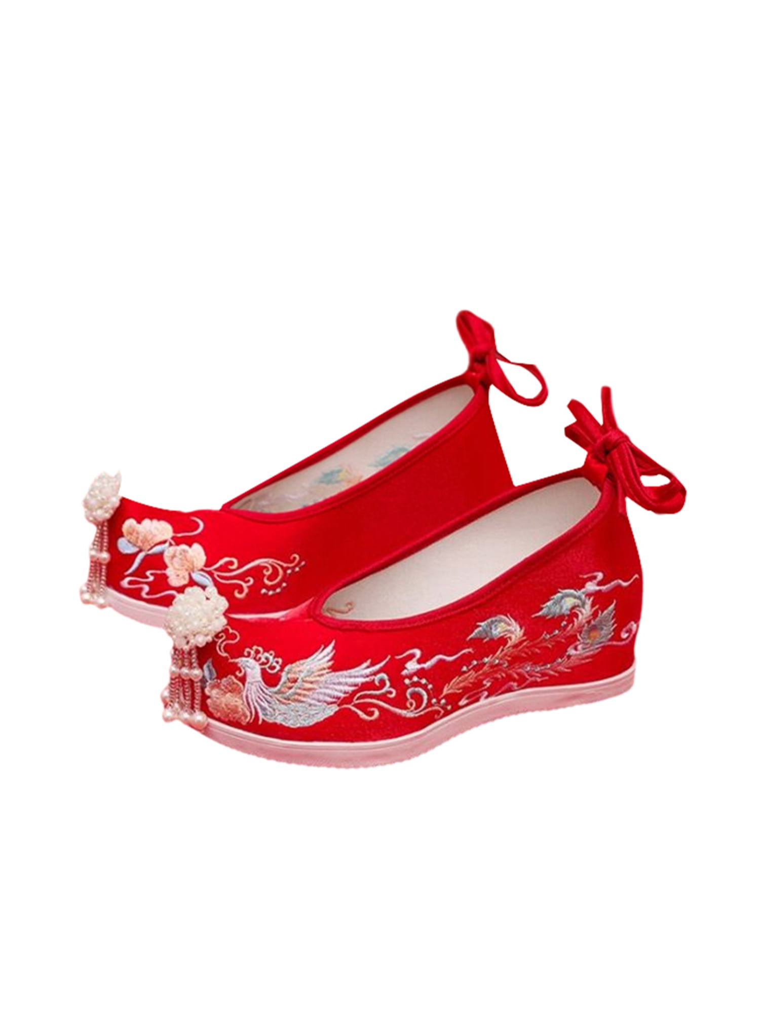 Red Traditional Chinese Hanfu Shoes for Women Vintage Embroidery