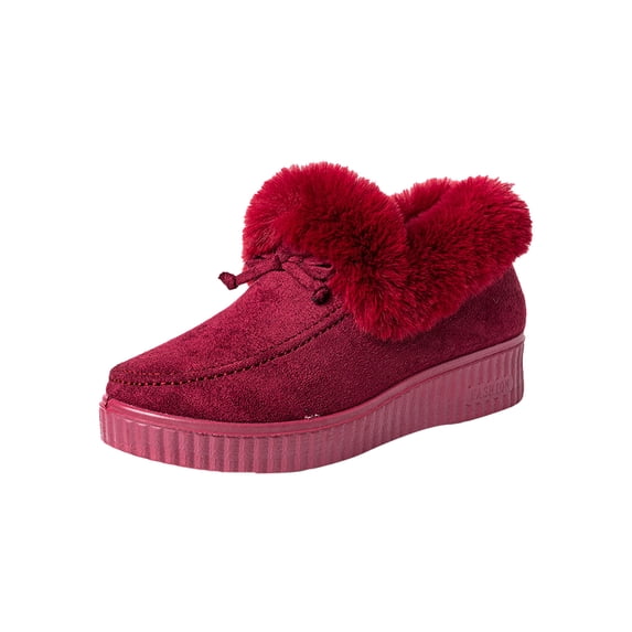 Woobling Womens Shoes Ladies Comfort Mocassins Slippers Wide Width Casual Cute Winter Warm Booties Indoor Outdoor Red 5