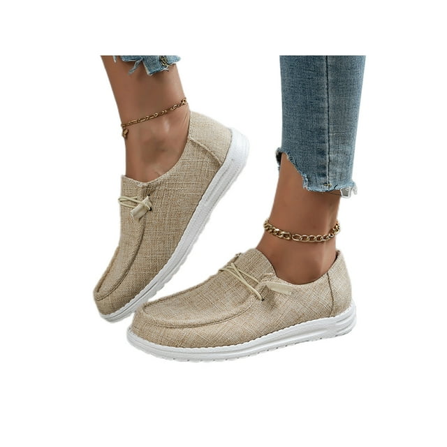 Woobling Womens Slip On Canvas Shoes Low Top Comfort Sneakers Casual