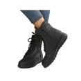 thumbnail image 1 of Woobling Womens Slip Resistant Short Bootie Lace Up Leather Booties Outdoor Fashion Flat Ankle Boots Black 4.5, 1 of 9