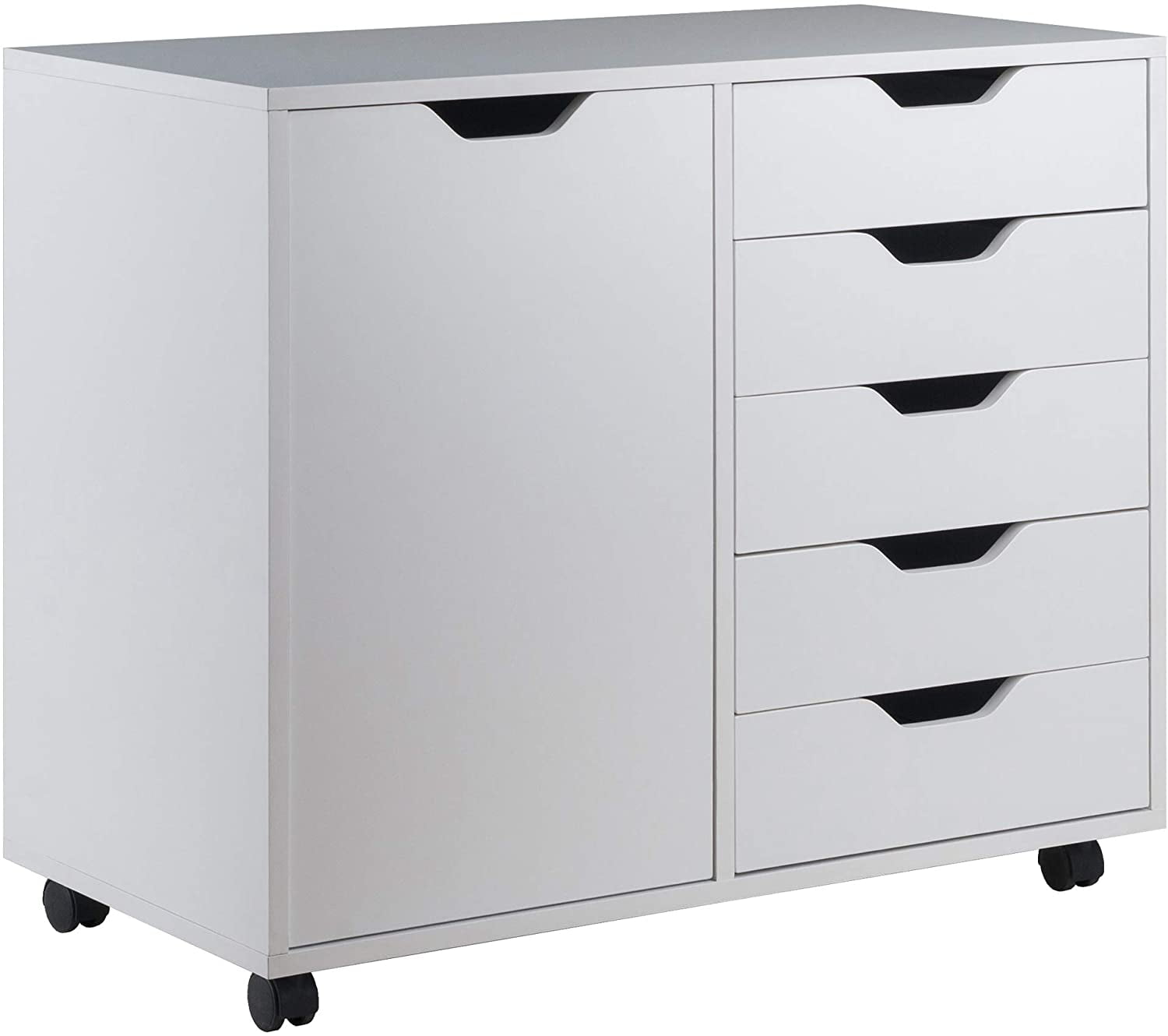 Winsome White 5-Drawer Office Cabinet with Adjustable Side Shelf