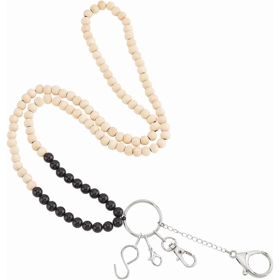 Wood 1 set Wood & Flower Amazonite Beads Dress Zipper Helper Zipper Puller Zip with Hook and Clasp Lemon Chiffon 525mm