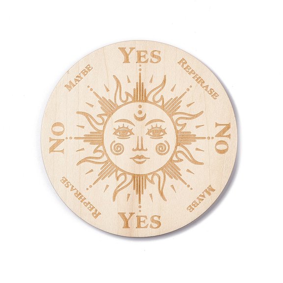 Wood 10 pc Wooden Carved Cup Mats Heat Resistant Pot Mats Tarot Theme Pendulum Board