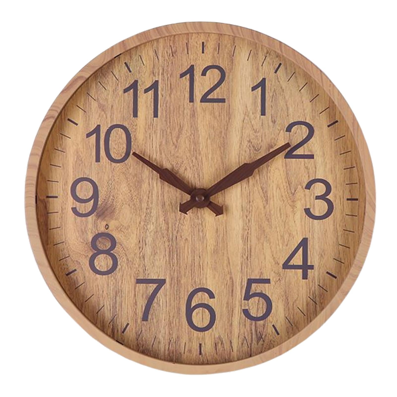 Wood 12"""" Wall Clock Minimalism Round Dinner Decor Ornament Natural Wood