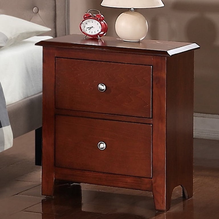 Wood 2-Drawer Nightstand in Cherry, 22