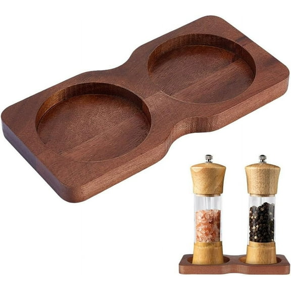 Wood 2 Pcs Salt and Pepper Mill Tray Wooden Tray for Salt and Pepper Grinder ID 69.5mm/2.74Inch Pepper Salt Mill Holder for Kitchen Table Countertop Kitchen Storage Holder Coffee Color Wood