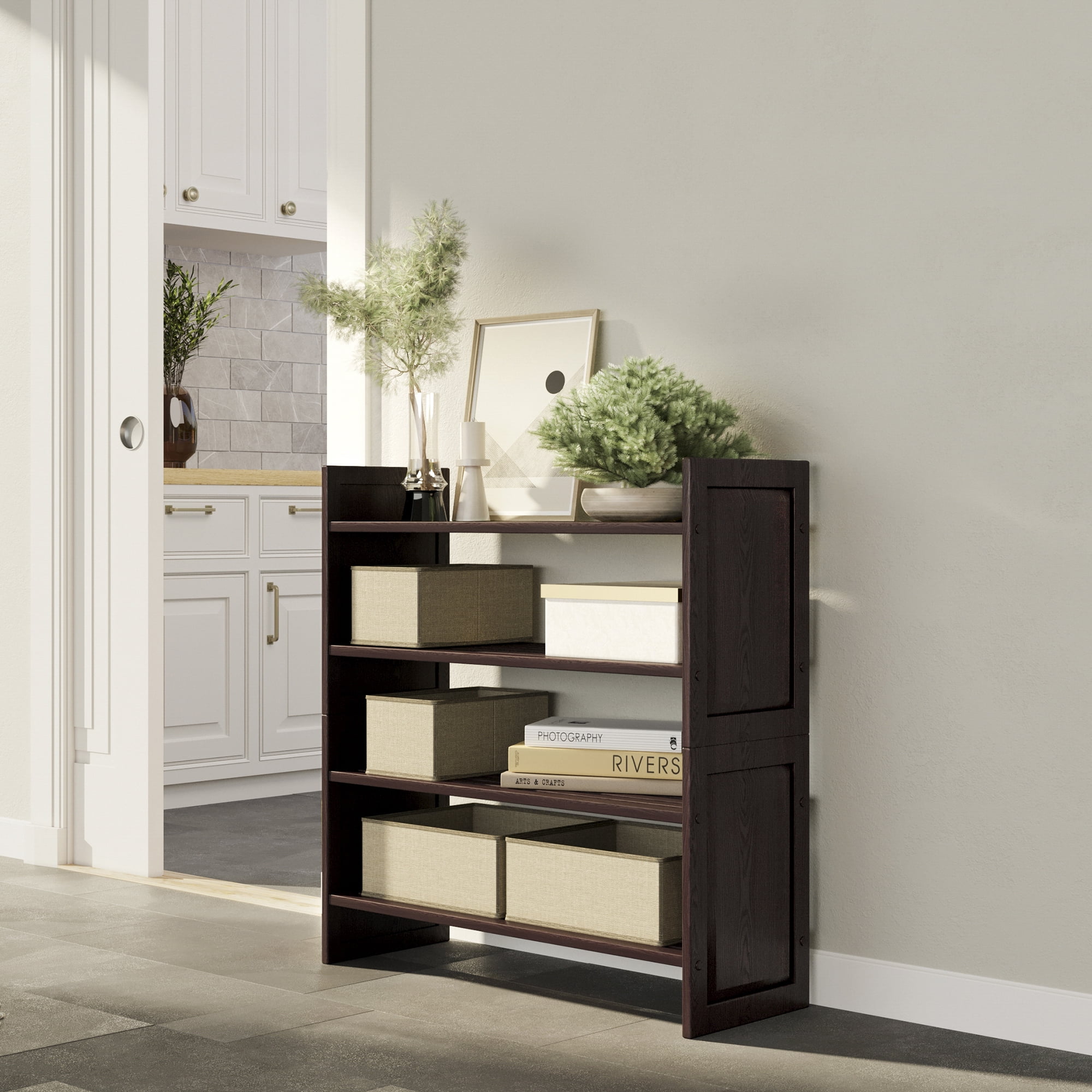 Wood 2 Tier Storage Rack Espresso Finish - Walmart.com