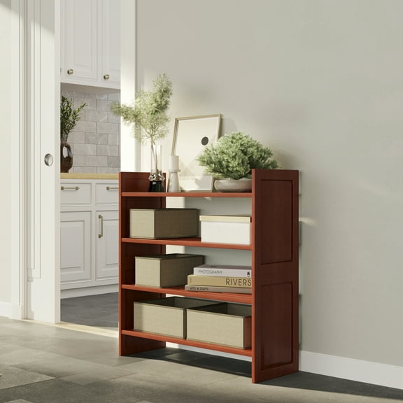 Wood 2 Tier Storage Rack Red Mahogany Finish