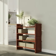 Wood 2 Tier Storage Rack Red Mahogany Finish