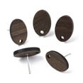 thumbnail image 1 of Wood 20 pair Walnut Wood Stud Earring Findings with 304 Stainless Steel Pin Oval Coconut Brown 15~16x10~11mm Hole: 1.8mm Pin: 0.7mm, 1 of 4