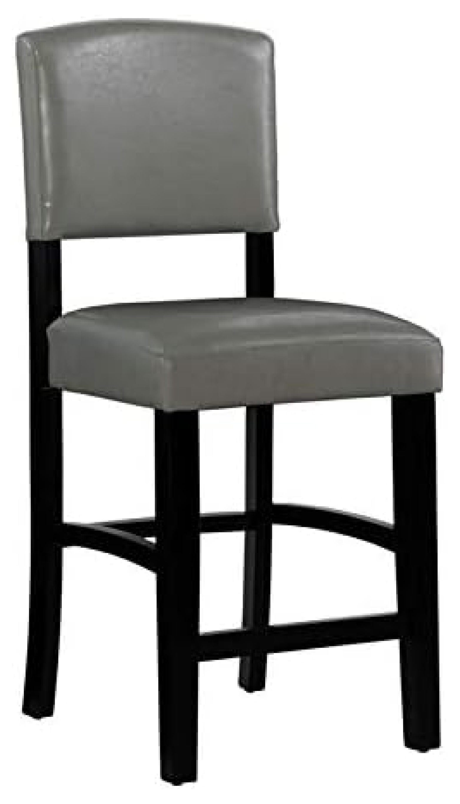 Wood 24" Gray Faux Leather Seat Counter Stool in Black Finish