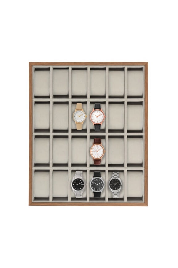 Wood 24 Slots Watch Display Box Display Storage Case Holder Organizer Box case