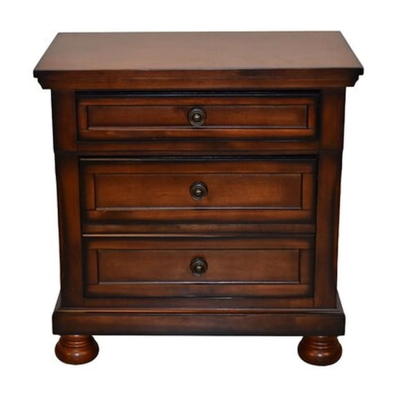 Wood 3 - Drawer Nightstand - Cedar Lined Storage - Bedroom Furnishing / Elevate Bedroom Utility
