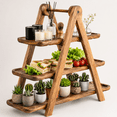 Wood 3 Tier Serving Tray, Tiered Cupcake Stand with Detachable Trays ...