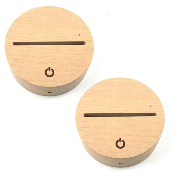 Wood 3D LED Lamp Base with USB or Battery and Touch control Rotating Fade or Solid Color mode. Makes a perfect Nightlight for Kids or Unique Gift for any age. (2 Pack)