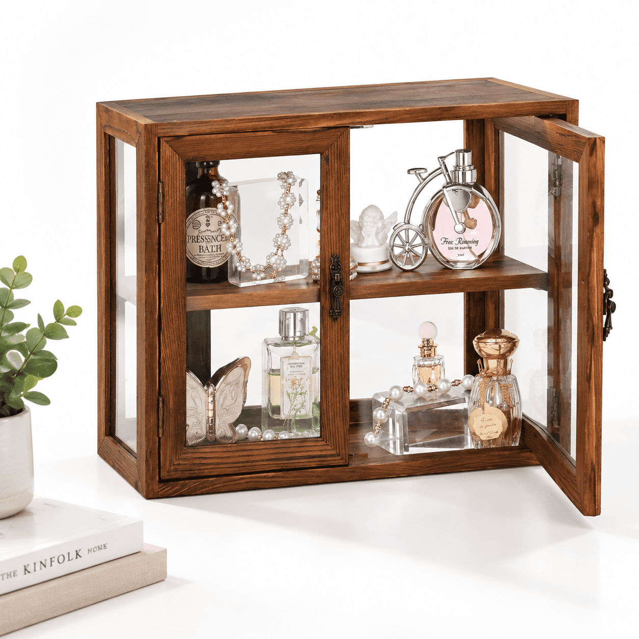 Wood 4 Sides Gldisplay Case With Double Doors Adjustable Shelf ...