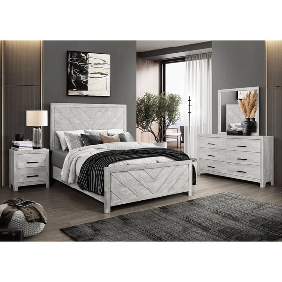 Wood 4-piece bedroom set with ample storage drawers / Organize your bedroom items