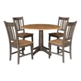 thumbnail image 1 of Wood 42 in. Round Drop Leaf Dining Table with 4 Chairs in Hickory/Washed Coal, 1 of 10