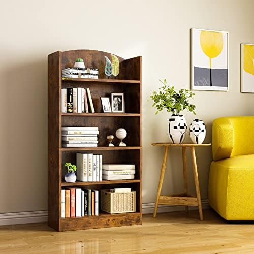 Wood 5Shelf Bookcase 47.24” Tall Office Bookshelf 5Tier Storage