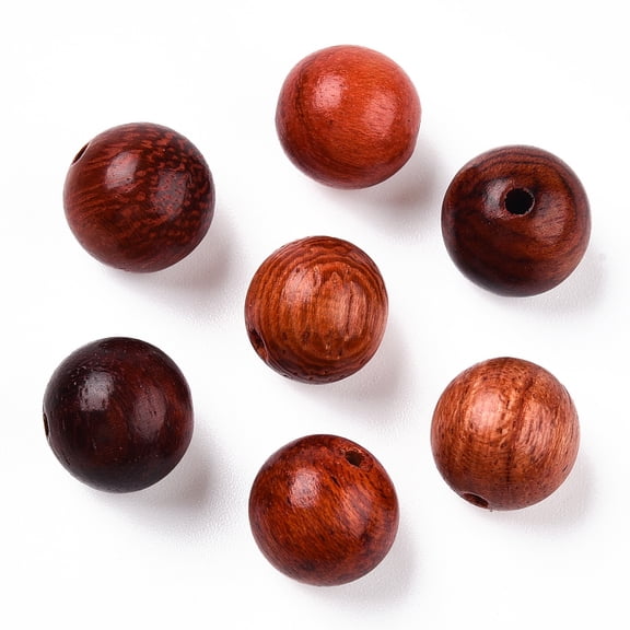 Wood 500 g Natural Wood Beads Waxed Wooden Beads Undyed Round Sienna 10mm Hole: 1.5mm 1000pcs/500g