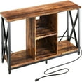 Wood 55 Inch TV Stand and Entertainment Center with 4 Socket Plugin