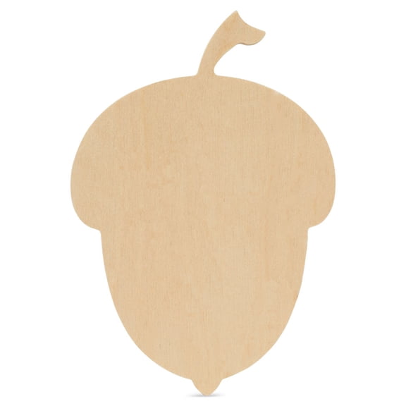 Wood Acorn Cutouts 8 x 5-1/2 inch, Pack of 6 Fall Unfinished Wood Cutouts to Paint and Display, Thanksgiving Party Decorations, by Woodpeckers