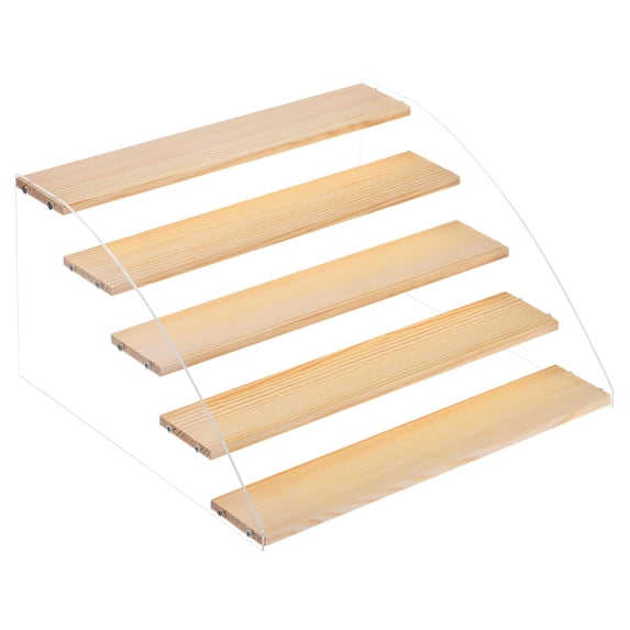 Wood Acrylic Display Stand, 5 Tier Wooden Risers Display Shelf Organizer for Cupcakes Desserts Collectibles Figure