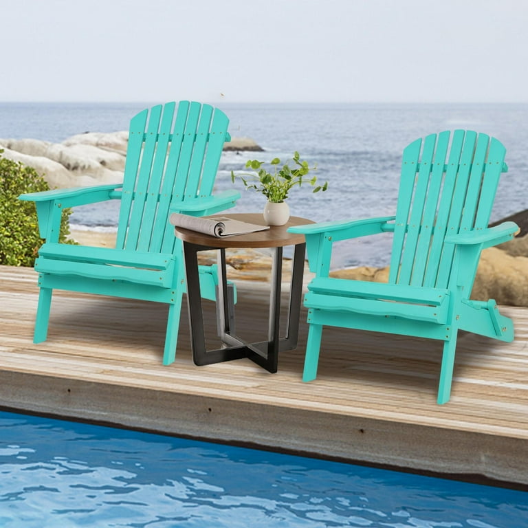 Wooden Adirondack Chair Pair, Outdoor Lawn Patio Lounge, High