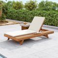thumbnail image 1 of Wood Adjustable Chaise Lounge for Outdoor with Waterproof Cushion, Portable Sun Recliner for Pool Beach Camping, Cream and Teak, 1 of 7