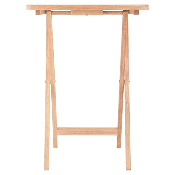 Wood Alex Snack Table Natural Set 5 Pc Folding TV Tray Table for Dining Laptop Computer Stand Gaming Desk Easy Assembly